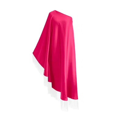 Toma Women's Pink / White White Fringe Off Shoulder Red Fuchsia Dress In Multi