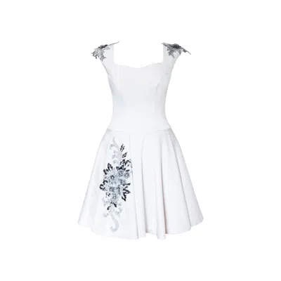 Toma Women's Princess Mini Snow Satin White Dress