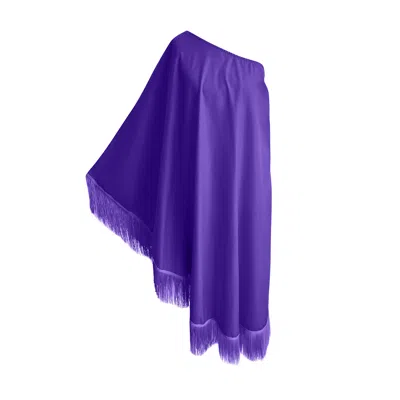 Toma Women's Purple Fringe Off Shoulder Summer Glam Maxi Dress