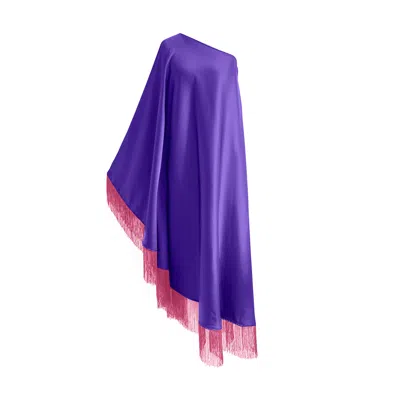 Toma Women's Purple / Pink Fuchsia Pink Fringe Off Shoulder Purple Summer Glam Maxi Dress In Multi