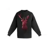 Toma Women's Red Reindeer Christmas Sequin Black Sweatshirt In Black