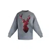 Toma Women's Red Reindeer Christmas Sequin Grey Sweatshirt In Gray
