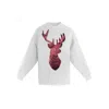 Toma Women's Red Reindeer Christmas Sequin White Sweatshirt In White