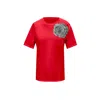 Toma Women's Red / Silver Red Cotton T-shirt With Silver Side Sequin Rose In Red