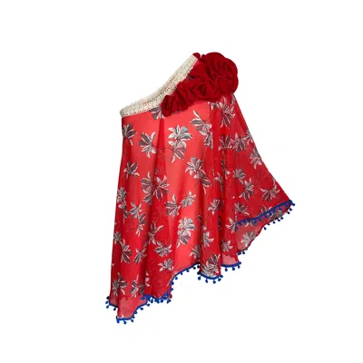 Toma Women's Summer Beach Cover Up Tunic With Red Roses