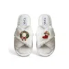 Toma Women's White Classic  Faux Fur Open Toe Christmas Slippers In White