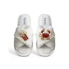 Toma Women's White Classic  Faux Fur Open Toe Popcorn And Crab Slippers In White