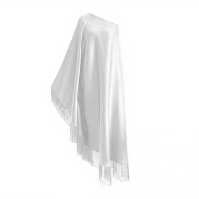 Toma Women's White Fringe Off Shoulder Summer Glam Maxi Dress