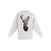Toma Women's White / Gold Gold Reindeer Christmas Sequin White Sweatshirt In White