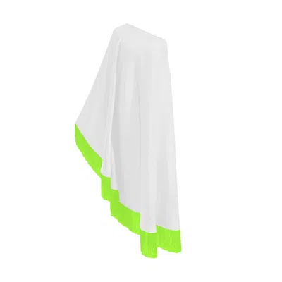 Toma Women's White / Green Neon Green Fringe Off Shoulder White Midi Dress In Multi