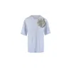 Toma Women's Flower Grey Cotton T-shirt With Top Side Silver Sequin Rose In Gray