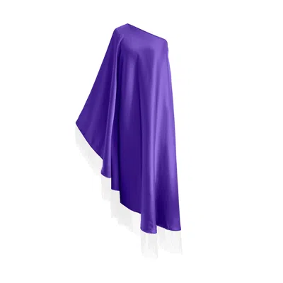 Toma Women's White / Purple White Fringe Off Shoulder Purple Midi Dress