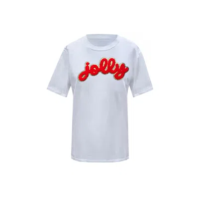Toma Women's White / Red White Jolly Christmas Collection T-shirt