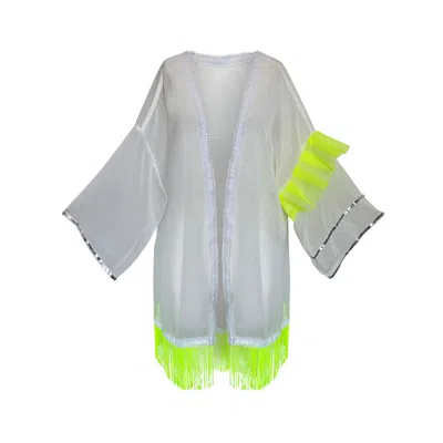 Toma Women's White / Silver Party Beach Vacation Holiday Tunic Cover Up