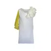 Toma Women's White / Yellow Mini White And Yellow Summer Dress
