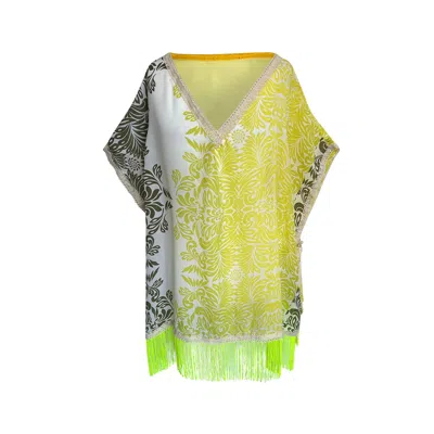 Toma Women's Yellow / Green Summer Neon Fringe Cover Up Tunic