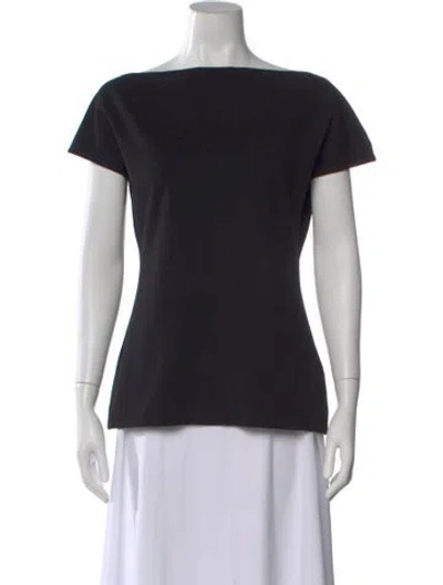 Pre-owned Tomas Maier Bateau Neckline Short Sleeve Top In Black