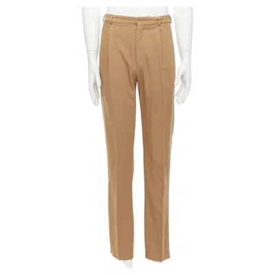 Pre-owned Tomas Maier Bottega Veneta 100% Wool Tan Brown Cotton Lined Pleated Front Pants It48 M