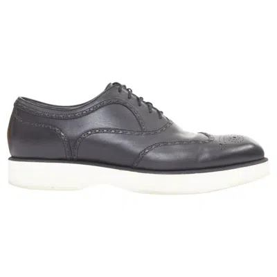 Pre-owned Tomas Maier Bottega Veneta Leather White Midsoles Perforated Platform Brogue Shoes Eu43