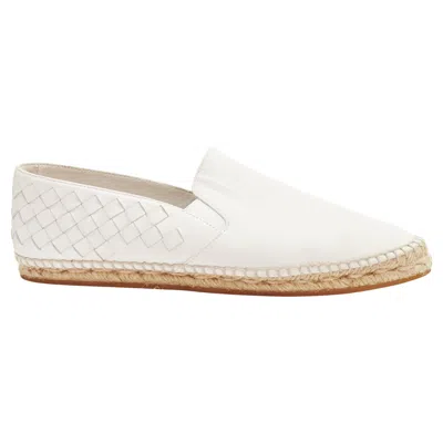 Pre-owned Tomas Maier Bottega Veneta White Intrecciato Woven Leather Espadrille Flats Shoes Eu37