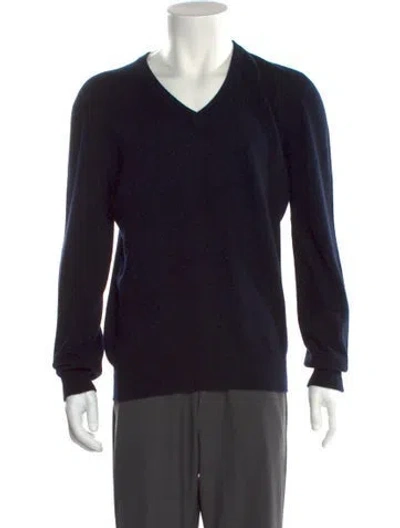 Pre-owned Tomas Maier Cashmere V-neck Pullover In Blue