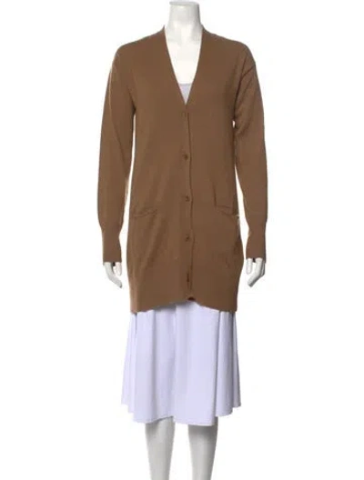 Pre-owned Tomas Maier Cashmere V-neck Sweater In Brown