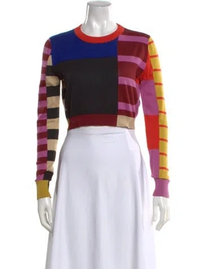 Pre-owned Tomas Maier Colorblock Pattern Crew Neck Top In Red