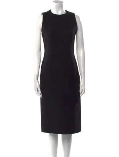 Pre-owned Tomas Maier Crew Neck Midi Length Dress In Black