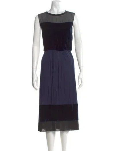 Pre-owned Tomas Maier Crew Neck Midi Length Dress In Blue