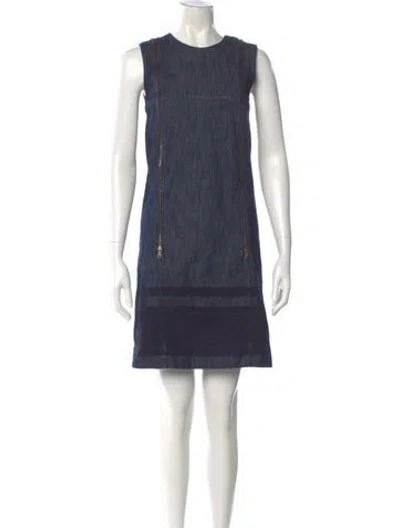 Pre-owned Tomas Maier Crew Neck Mini Dress In Blue