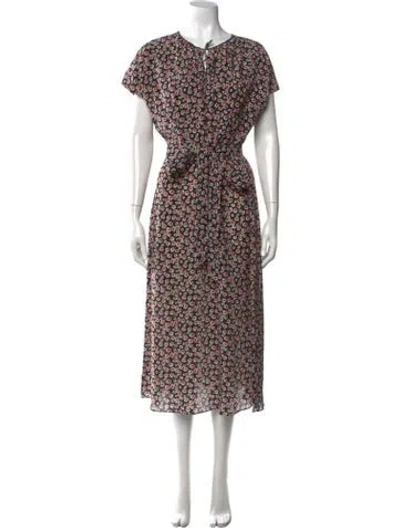 Pre-owned Tomas Maier Floral Print Long Dress In Black
