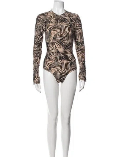 Pre-owned Tomas Maier Floral Print One-piece In Brown