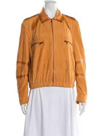 Pre-owned Tomas Maier Lamb Leather Jacket In Orange