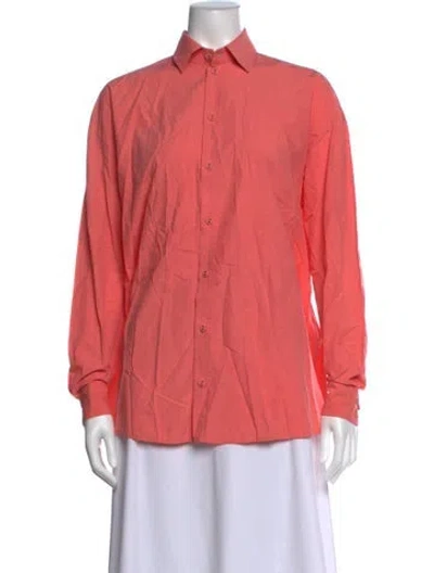Pre-owned Tomas Maier Long Sleeve Button-up Top In Orange/pink