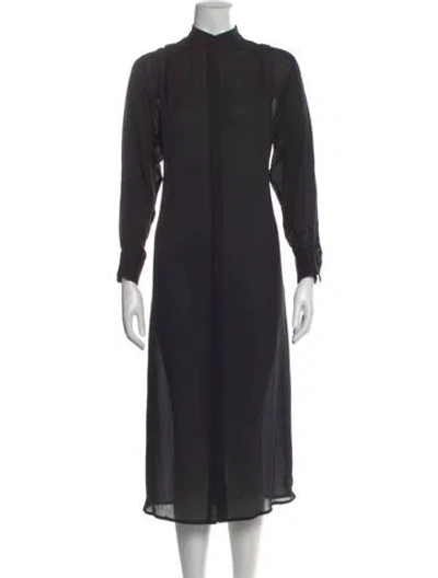 Pre-owned Tomas Maier Mock Neck Midi Length Dress In Black