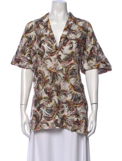 Pre-owned Tomas Maier Printed V-neck Top In Multicolor