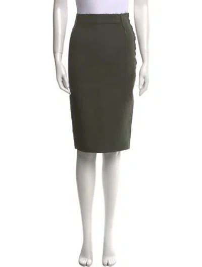 Pre-owned Tomas Maier Raw-edge Trim Knee-length Skirt In Green