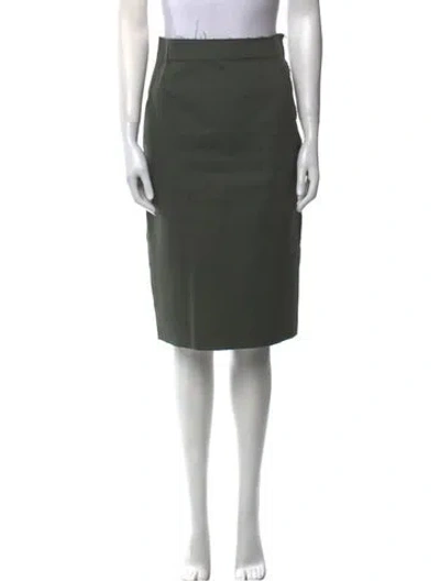 Pre-owned Tomas Maier Raw-edge Trim Knee-length Skirt In Green