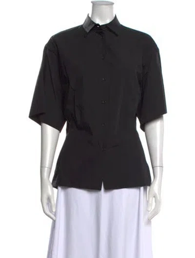 Pre-owned Tomas Maier Short Sleeve Button-up Top In Black