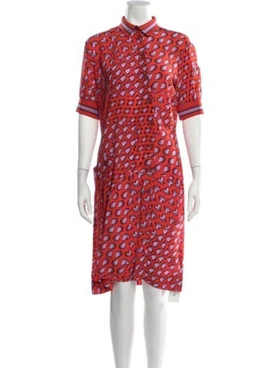Pre-owned Tomas Maier Silk Midi Length Dress In Red