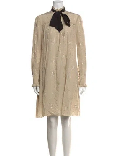 Pre-owned Tomas Maier Silk Mini Dress W/ Tags In Metallic/neutrals