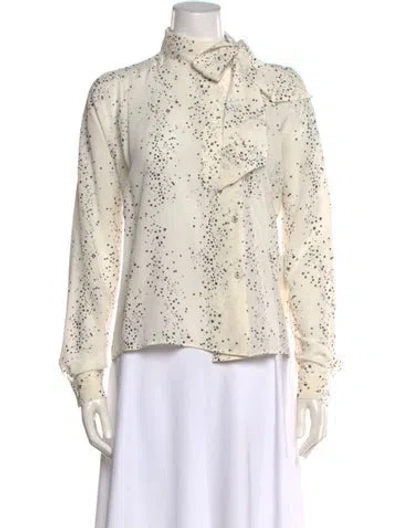 Pre-owned Tomas Maier Silk Printed Blouse In Neutrals