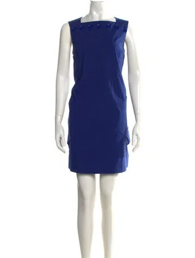 Pre-owned Tomas Maier Square Neckline Mini Dress In Blue