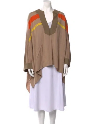 Pre-owned Tomas Maier Striped V-neck Sweater In Neutral