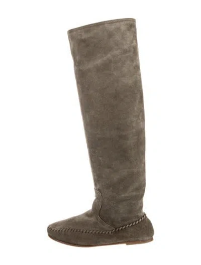 Pre-owned Tomas Maier Suede Riding Boots In Gray
