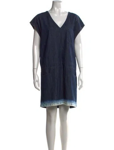 Pre-owned Tomas Maier V-neck Knee-length Dress In Blue