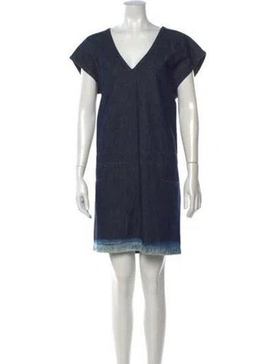 Pre-owned Tomas Maier V-neck Knee-length Dress In Blue