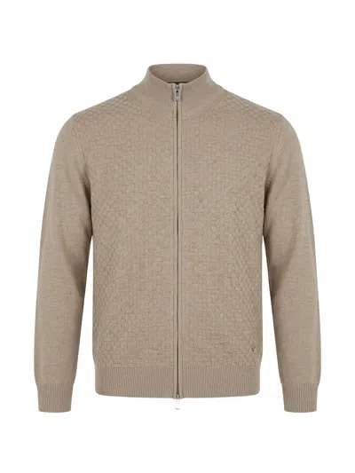 Tombolini Basket-weave Zip-up Cardigan In Neutral