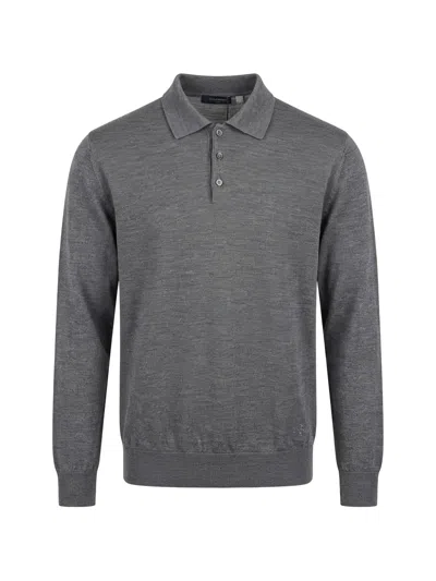 Tombolini Button-fastening Polo-collar Sweater In Gray