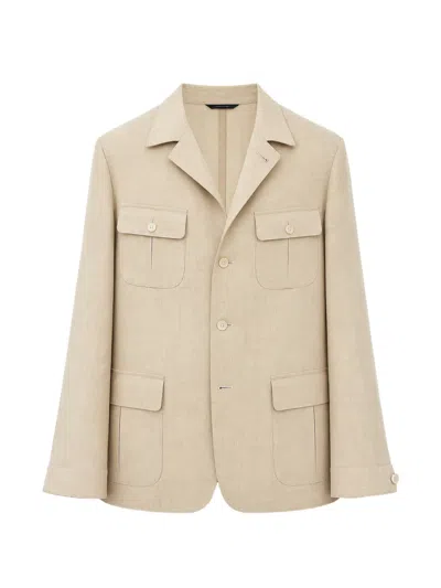 Tombolini Button-up Safari Jacket In Neutral